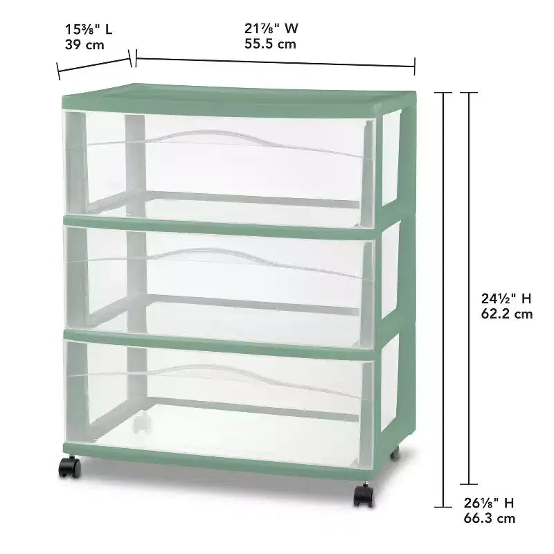 3 Drawer Wide Cart Versatile Green - Brightroom™