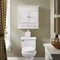 Particle Board Wall-Mounted Storage Cabinet with Drawer and Louvered Doors 23.63''