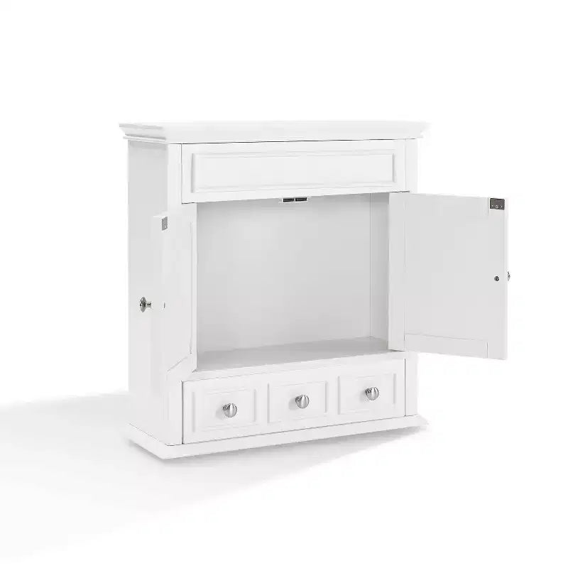 Particle Board Wall-Mounted Storage Cabinet with Drawer and Louvered Doors 23.63''
