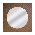 Specchio da parete quadrato da 60 cm in legno intagliato, colore marrone