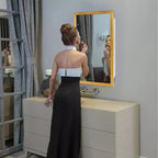 Mobiletto da bagno a incasso 16"x26" in oro spazzolato con specchio bisellato