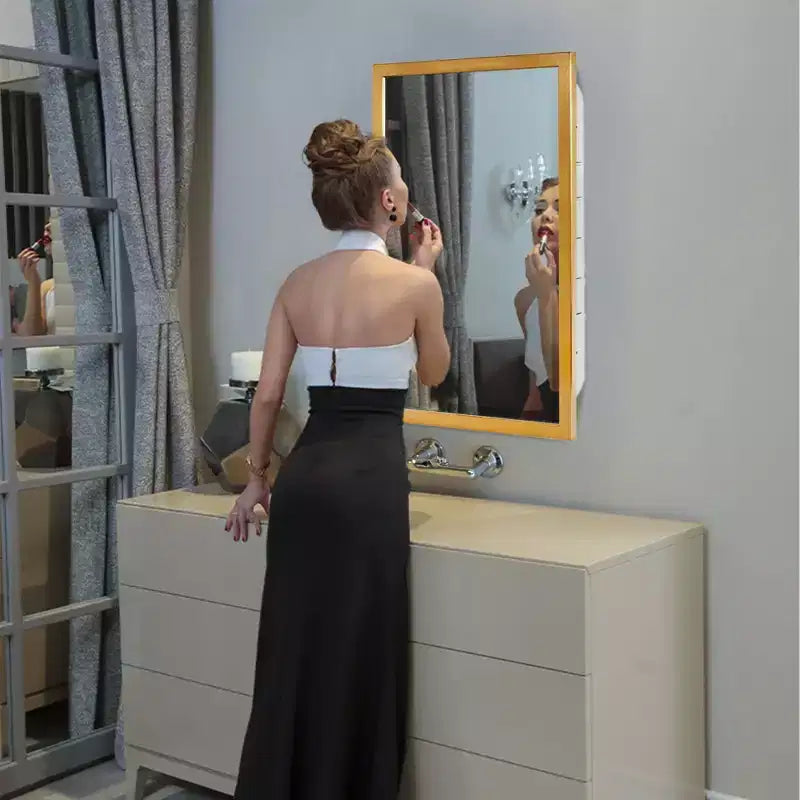 Head West 16"x26" Brushed Gold Recessed Medicine Cabinet with Beveled Mirror