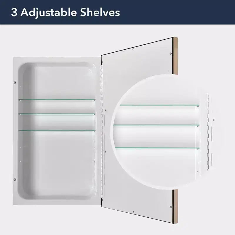 Head West 16"x26" Brushed Gold Recessed Medicine Cabinet with Beveled Mirror