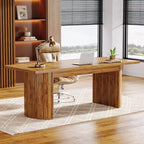 Lantine 78.74 Extra Long Executive Desk, Large Computer Office Desk with Wooden Double Pedestal
