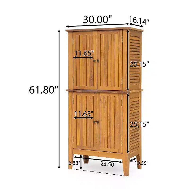 Umberto Indoor/Outdoor Acacia Wood Storage Cabinet with Shelves and Louvered Doors