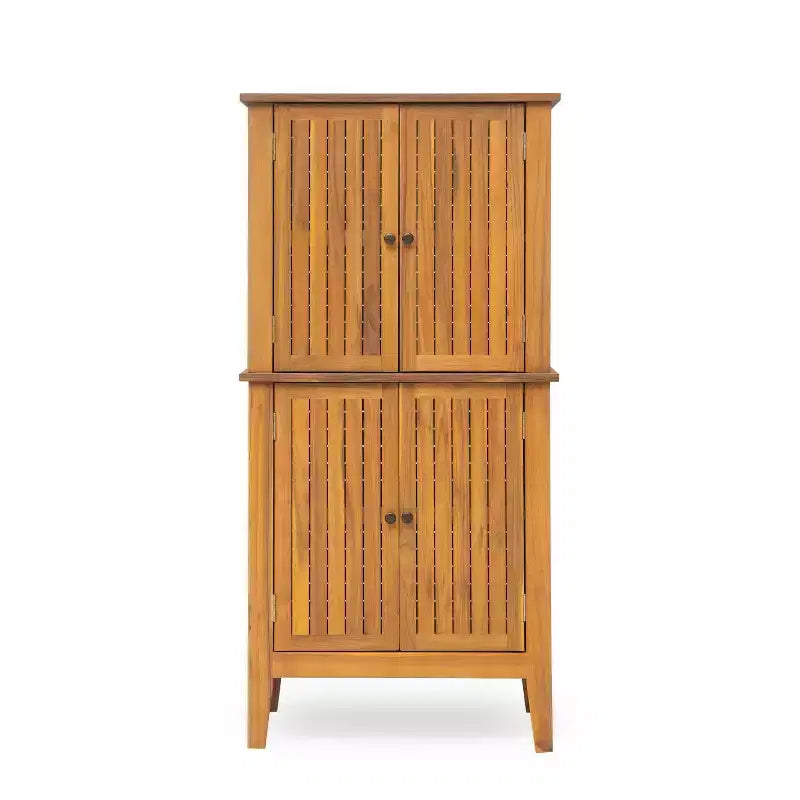 Umberto Indoor/Outdoor Acacia Wood Storage Cabinet with Shelves and Louvered Doors