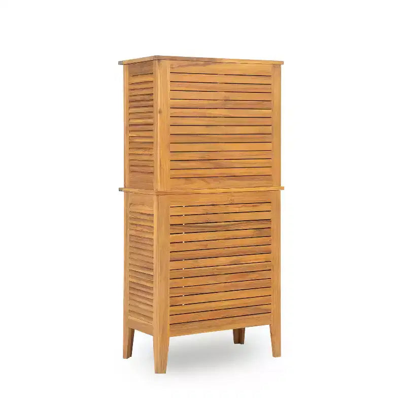 Umberto Indoor/Outdoor Acacia Wood Storage Cabinet with Shelves and Louvered Doors