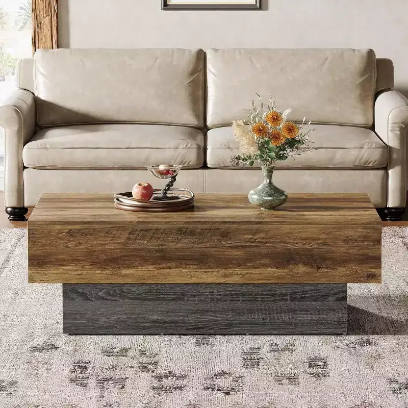 55-inch Farmhouse Wood Coffee Table for Living Room, Reception Area of Office,