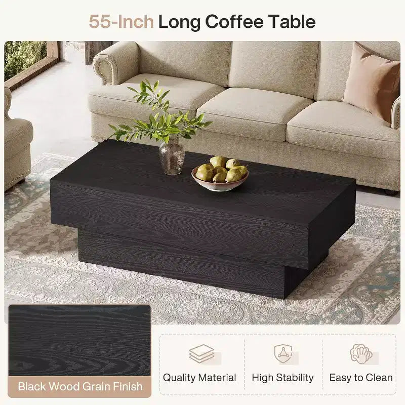 55-inch Farmhouse Wood Coffee Table for Living Room, Reception Area of Office,