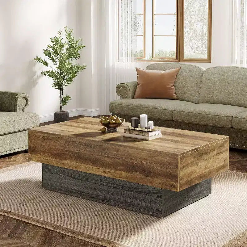 55-inch Farmhouse Wood Coffee Table for Living Room, Reception Area of Office,