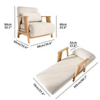 Poltrona accent futon convertibile in tessuto con struttura in legno massello, Beige