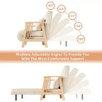 Poltrona accent futon convertibile in tessuto con struttura in legno massello, Beige
