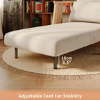 Poltrona accent futon convertibile in tessuto con struttura in legno massello, Beige