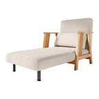 Poltrona accent futon convertibile in tessuto con struttura in legno massello, Beige
