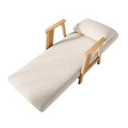 Poltrona accent futon convertibile in tessuto con struttura in legno massello, Beige