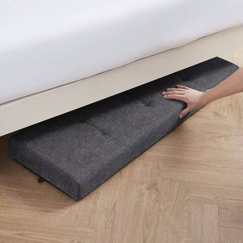 Ornavo Home Foldable Tufted 43 Inch Long Linen Bench Storage Ottoman with Legs for Bedroom, Entryway and Living Room