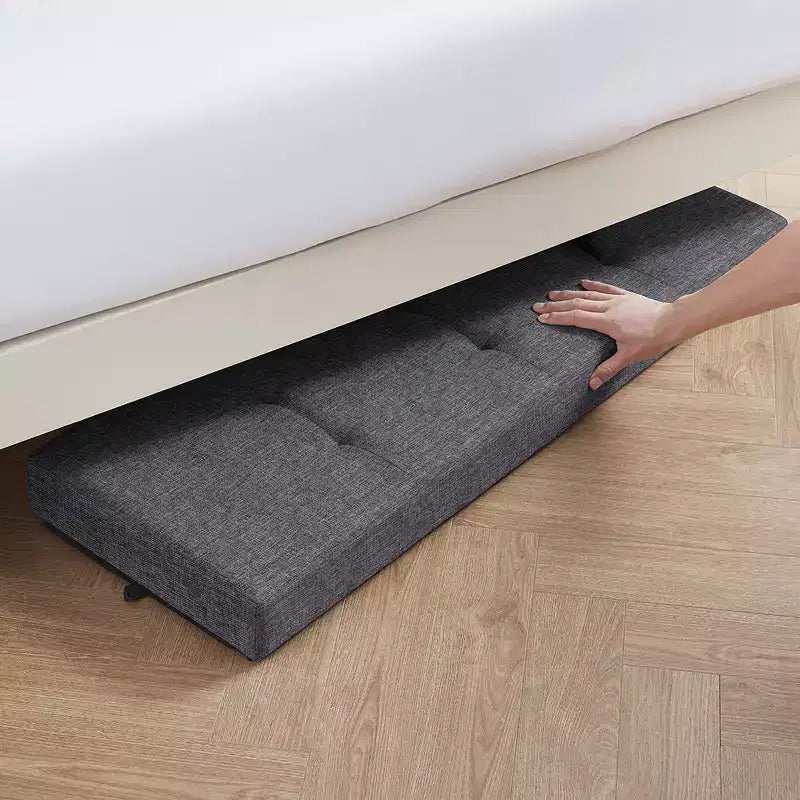 Ornavo Home Foldable Tufted 43 Inch Long Linen Bench Storage Ottoman with Legs for Bedroom, Entryway and Living Room