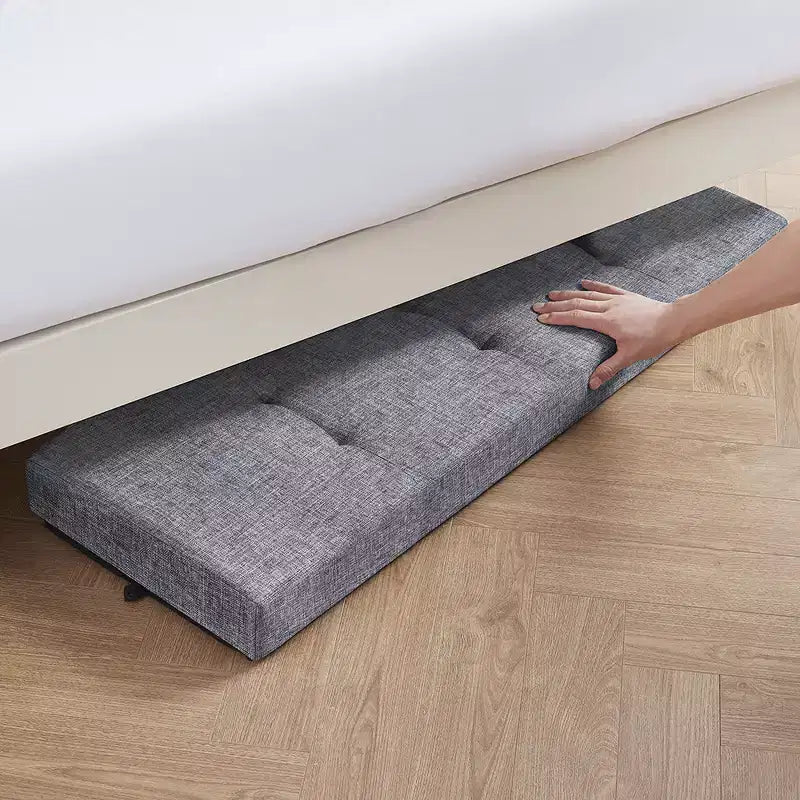 Ornavo Home Foldable Tufted 43 Inch Long Linen Bench Storage Ottoman with Legs for Bedroom, Entryway and Living Room