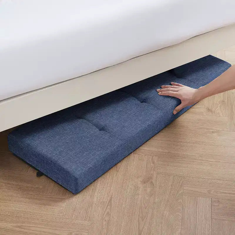 Ornavo Home Foldable Tufted 43 Inch Long Linen Bench Storage Ottoman with Legs for Bedroom, Entryway and Living Room