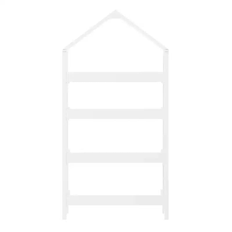 Buzz & Bloom Wood Open Bookshelf with Covered Triangular Top, 4 Shelves, and Squared Legs