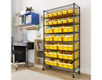 Scaffale di stoccaggio a 8 ripiani e 24 contenitori 91x36x161 cm con ruote bloccabili e capacità di 227 kg