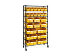 Scaffale di stoccaggio a 8 ripiani e 24 contenitori 91x36x161 cm con ruote bloccabili e capacità di 227 kg