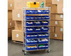 Scaffale di stoccaggio a 8 ripiani e 24 contenitori 91x36x161 cm con ruote bloccabili e capacità di 227 kg