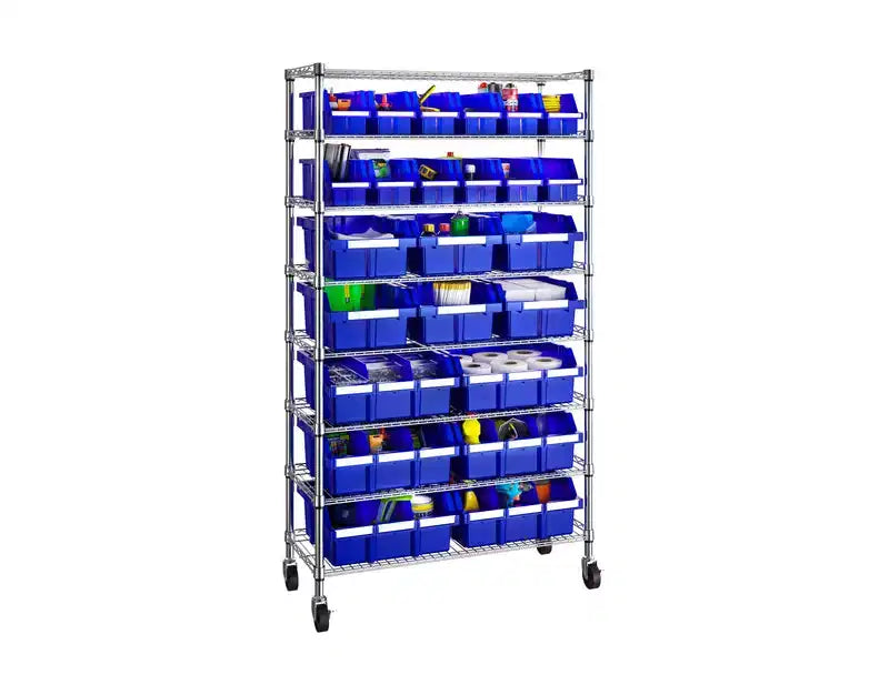 Seville Classics 8-Tier 24-Bin Rack Storage Unit, 36 x 14.25 x 63.5