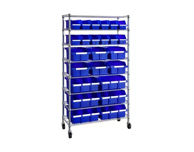 Seville Classics 8-Tier 24-Bin Rack Storage Unit, 36 x 14.25 x 63.5