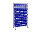 Scaffale di stoccaggio a 8 ripiani e 24 contenitori 91x36x161 cm con ruote bloccabili e capacità di 227 kg