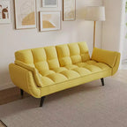 Chic Crate - High-quality 57 Inch Yellow Sofa with Soft Two Armrests & Throw Pillow for Comfortable Apartment Living in Small Spaces