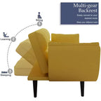 Divano letto giallo da 57" con schienale regolabile, borchie decorative e cuscino decorativo