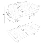 Divano letto giallo da 57" con schienale regolabile, borchie decorative e cuscino decorativo