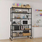 Scaffale a 6 ripiani in MDF regolabile in altezza con ruote 116,8 x 208 cm