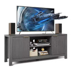Modern TV Stands for 70 Inch, Fluted Cabinet with Storage, Mid-Century Modern TV Table Stand for 50/55/60/65 TV,Heavy Duty Oak TV Console