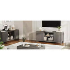 Mobile TV in legno scanalato con armadietti contenitori per TV fino a 65''