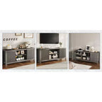 Mobile TV in legno scanalato con armadietti contenitori per TV fino a 65''