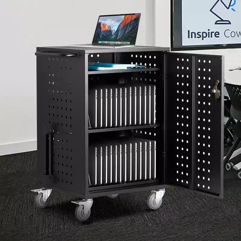 Metal 32-Device Mobile Charging Cart for Laptops up to 15.6''