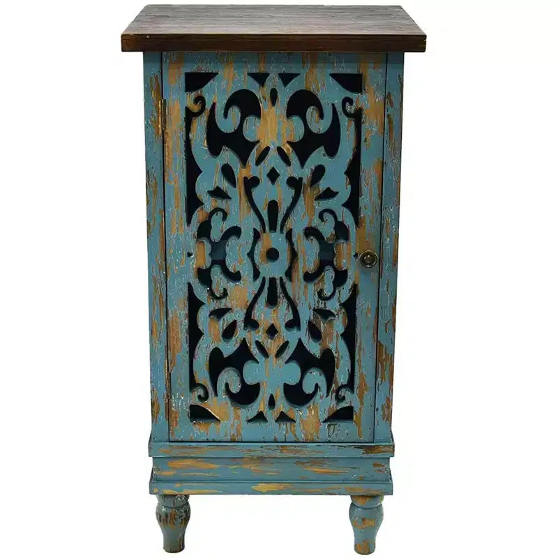 Wood End Table with Carved Legs and Lower Shelf 15.5''x14''x30.75''
