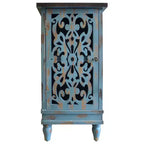 Tavolino finale in legno con gambe intagliate e ripiano inferiore 15,5''x14''x30,75''