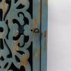 Tavolino finale in legno con gambe intagliate e ripiano inferiore 15,5''x14''x30,75''