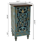 Tavolino finale in legno con gambe intagliate e ripiano inferiore 15,5''x14''x30,75''