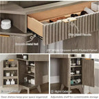 Mobile Trucco Angolare in Composito di Legno con Specchio LED e Stazione di Ricarica 48''