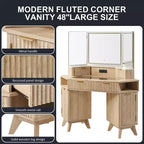 Mobile Trucco Angolare in Composito di Legno con Specchio LED e Stazione di Ricarica 48''