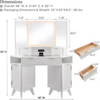 Mobile Trucco Angolare in Composito di Legno con Specchio LED e Stazione di Ricarica 48''