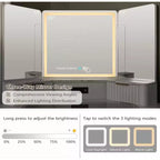 Mobile Trucco Angolare in Composito di Legno con Specchio LED e Stazione di Ricarica 48''