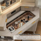 Mobile Trucco Angolare in Composito di Legno con Specchio LED e Stazione di Ricarica 48''