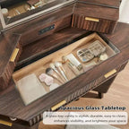 Mobile Trucco Angolare in Composito di Legno con Specchio LED e Stazione di Ricarica 48''