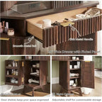 Mobile Trucco Angolare in Composito di Legno con Specchio LED e Stazione di Ricarica 48''