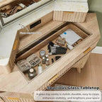 Mobile Trucco Angolare in Composito di Legno con Specchio LED e Stazione di Ricarica 48''